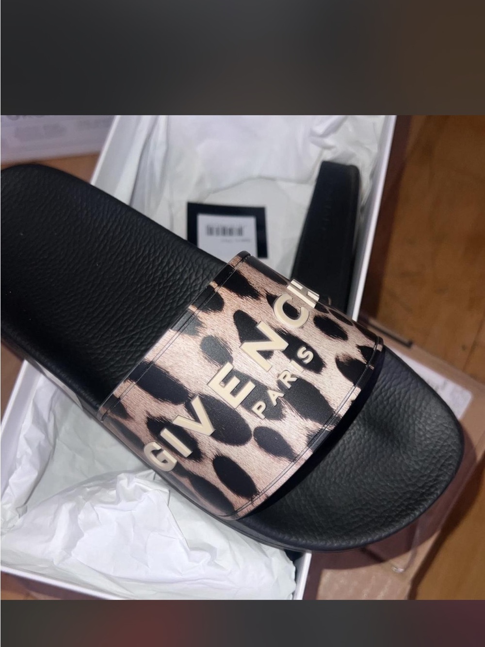 Givenchy Leopard Print Black Slide Sandals